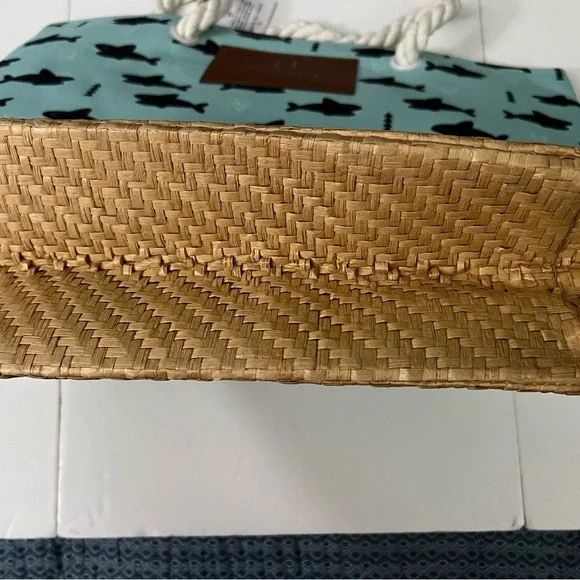 Marca The Seaside Style Shark Canvas Look Paper Straw Tote Large - Picture 15 of 15